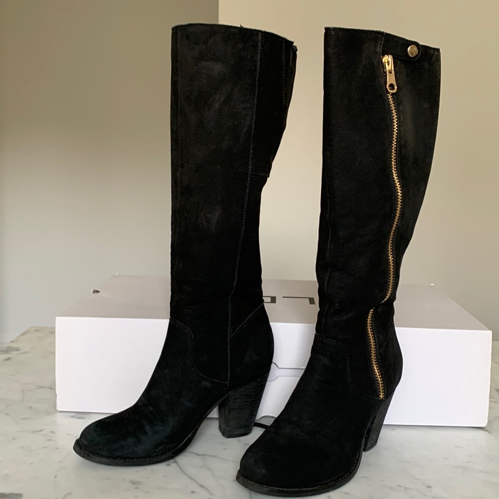 Aldo Bibel Black Suede Knee High Boots size 7